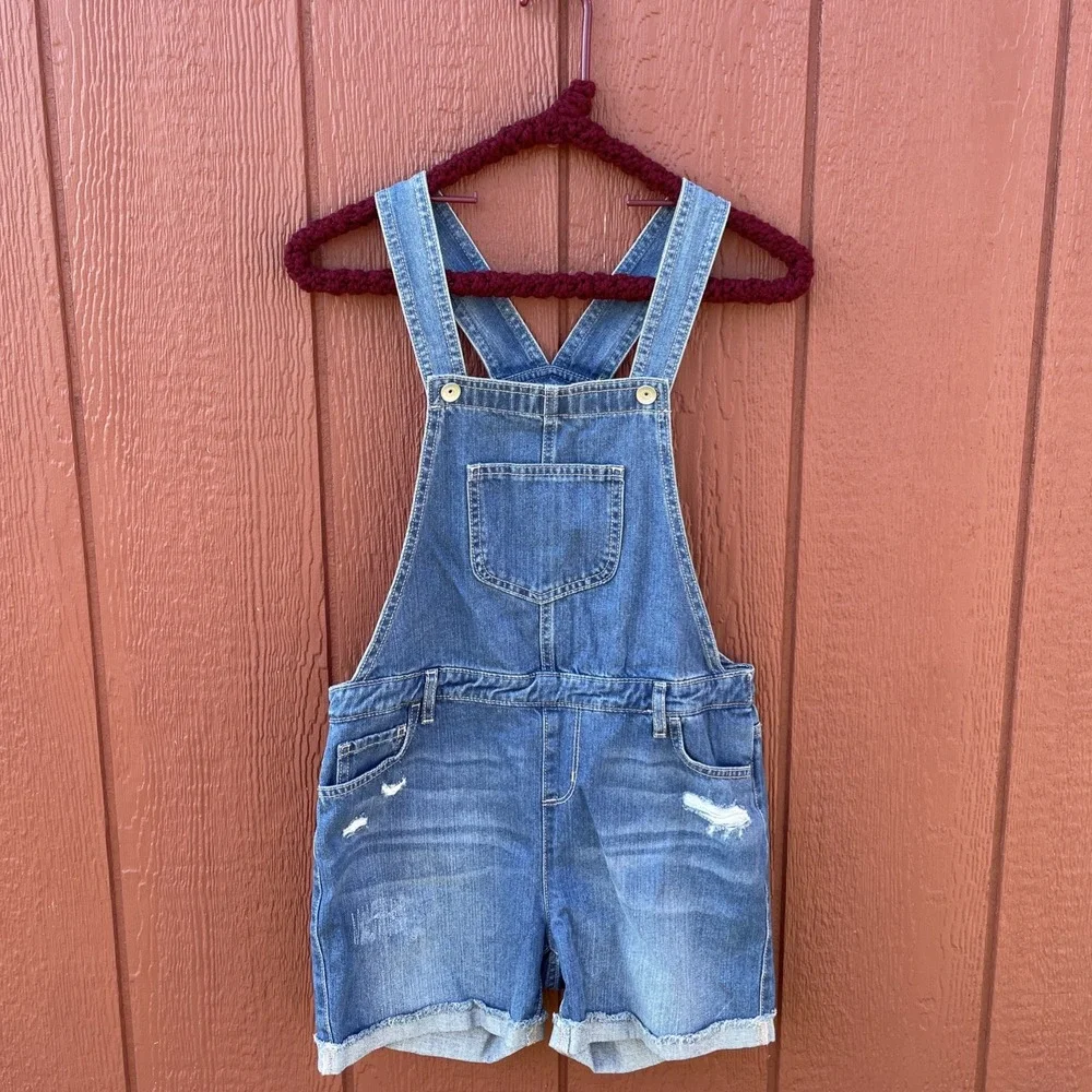The Children's Place Kids/Girls Denim Short Overalls Blue Size 14